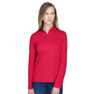 NWT Devon & Jones Red Quarter-Zip Long Sleeve Shirt Women’s XL EZ Cool Cotton